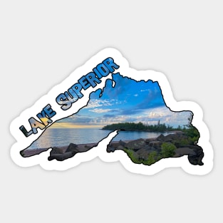 Lake Superior Outline (Artist Point in Grand Marais, Minnesota) Sticker